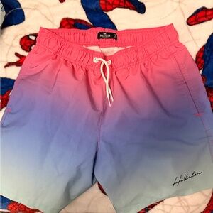Hollister Coral-Red Swim Trunks with White Drawcord